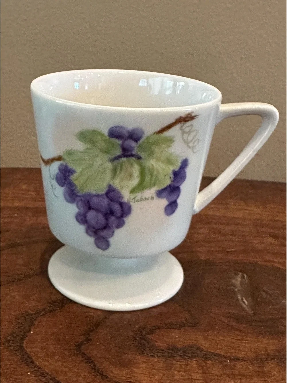 Vintage Footed Mugs Hand Painted Fruit Ceramic Coffee Cups by G. Tubach Set of 5